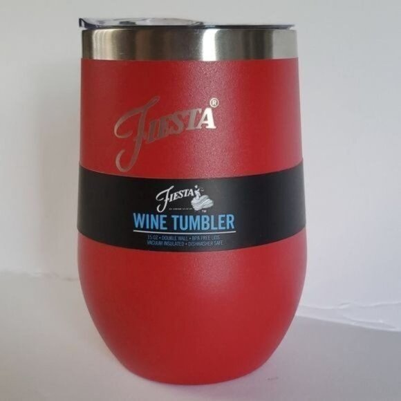 Fiestaware Fiesta 15 oz WINE Tumbler Travel Cup Mug SCARET RED